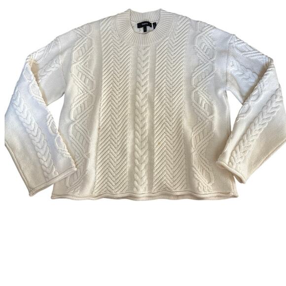 Theory Cream Wool Cashmere Cable Knit Crop Sweater Size P - Picture 1 of 5